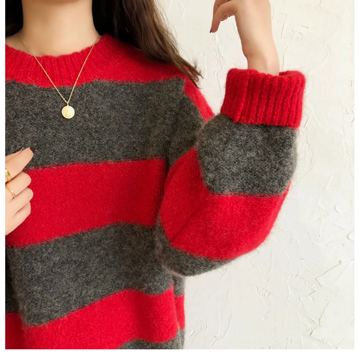 TIOZONEY - Suéter de cuello alto para mujeres - Rojo