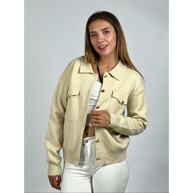 ENIGMATICA BOUTIQUE - Sweater Abotonado Cuello Pique Café