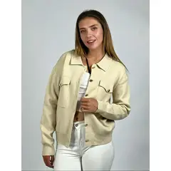ENIGMATICA BOUTIQUE - Sweater Abotonado Cuello Pique Café