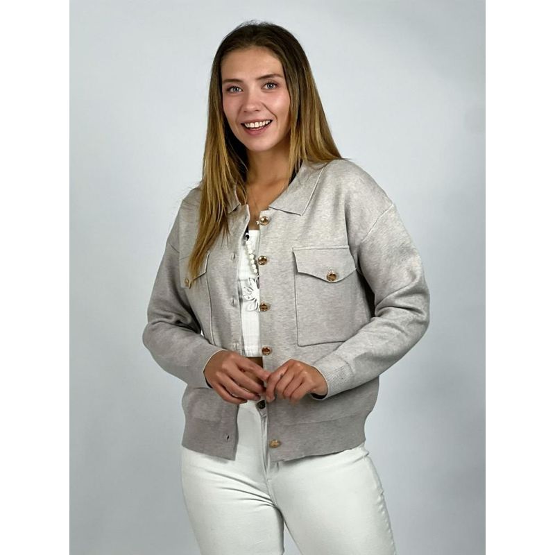 ENIGMATICA BOUTIQUE - Sweater Abotonado Cuello Pique Café