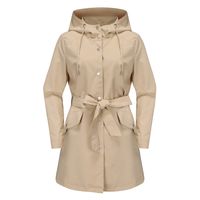 Chaqueta impermeable con capucha y cinturón-Marrón