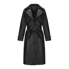 TIOZONEY - Chaqueta de PU para mujer con cinturón