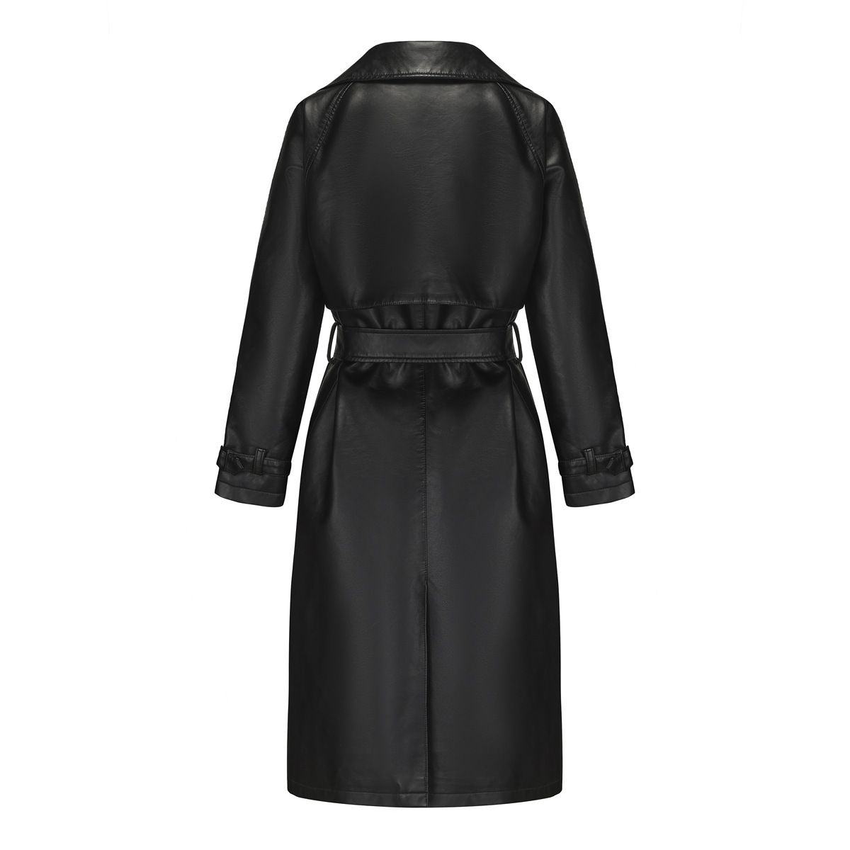 TIOZONEY - Chaqueta de PU para mujer con cinturón