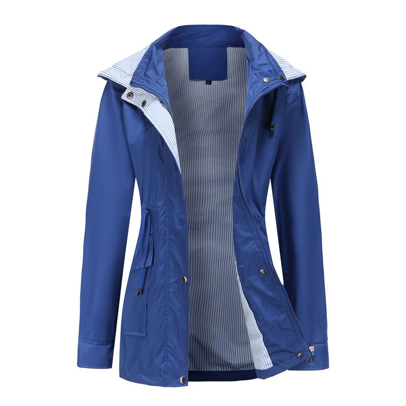 TIOZONEY - Cortavientos largo desmontable con capucha - Azul