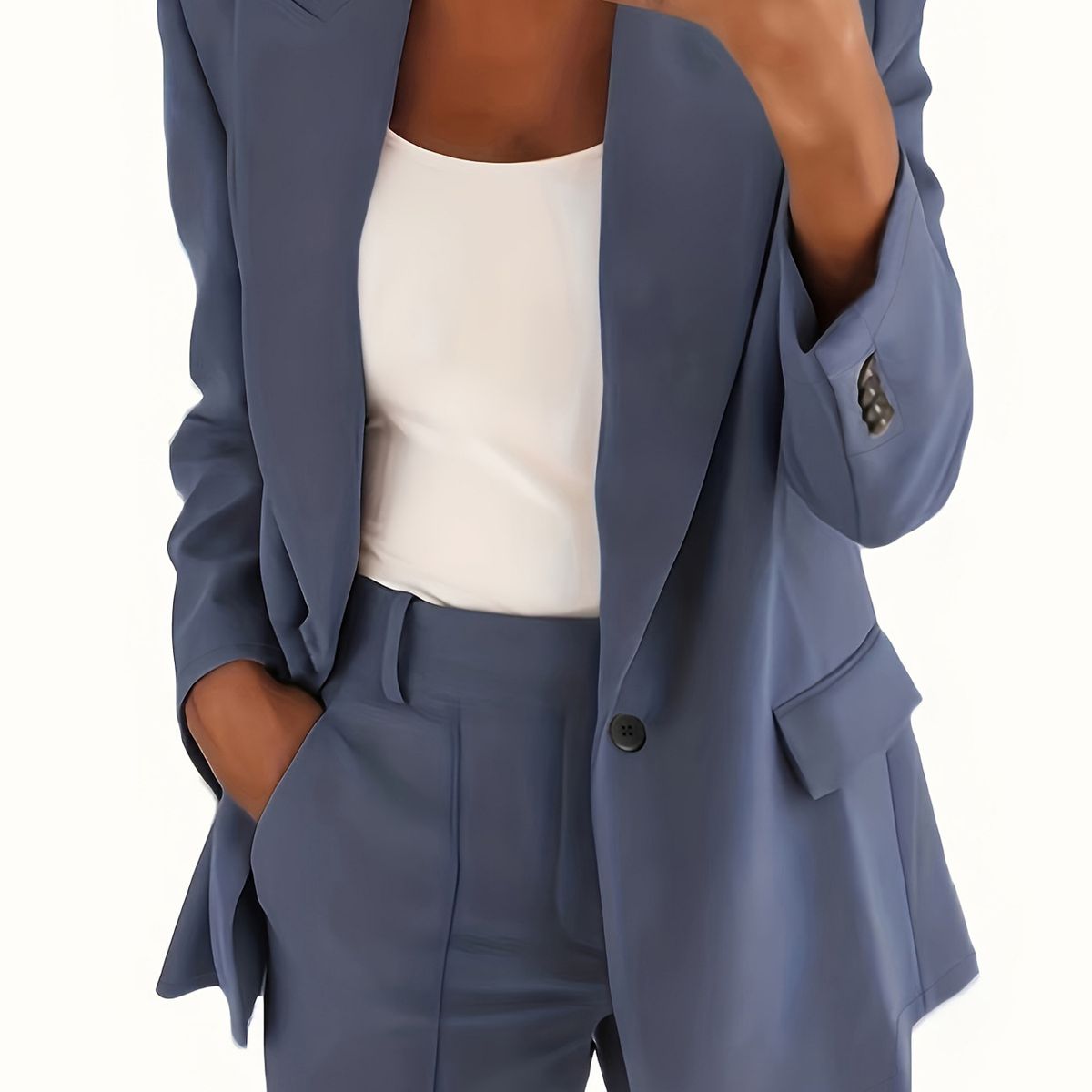 TIOZONEY - Blazer para Mujer -Azul