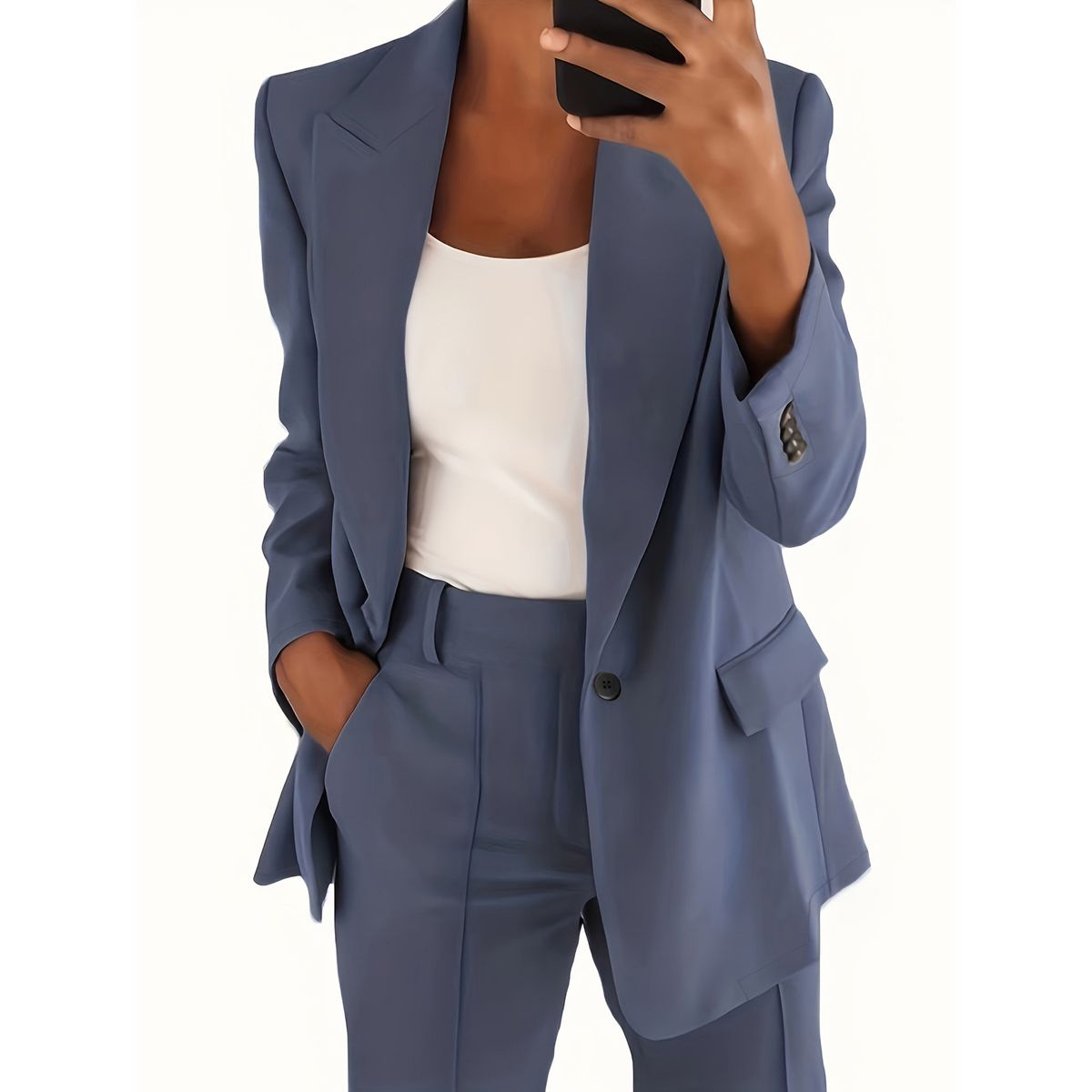 TIOZONEY - Blazer para Mujer -Azul