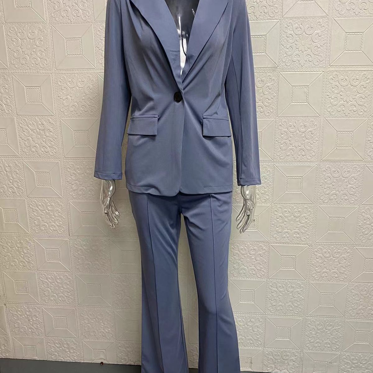 TIOZONEY - Blazer para Mujer -Azul