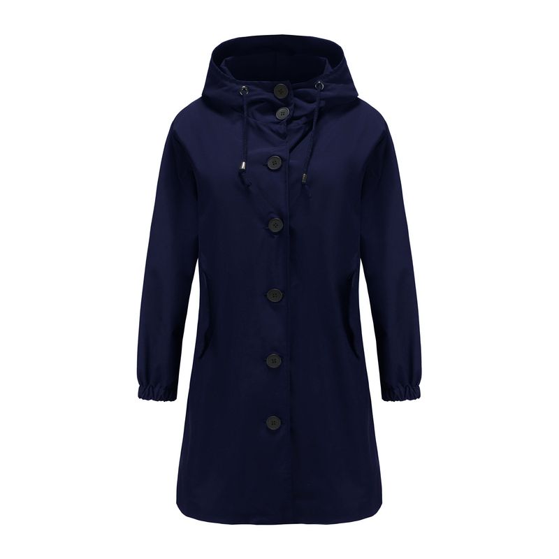 TIOZONEY - Cortavientos largo impermeable con gorro - Azul