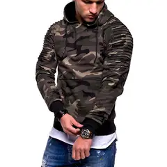 TIOZONEY - Poleron Casual ajustado con gorro Hombre - Verde ejército