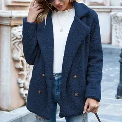 TIOZONEY - Chaqueta de felpa para mujer- Azul