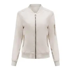 TIOZONEY - Chaqueta Mujer Casual Delgada con cierre - Blanco