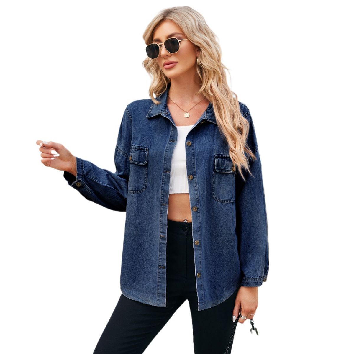 TIOZONEY - Chaqueta de Jeans Mujer -Negro