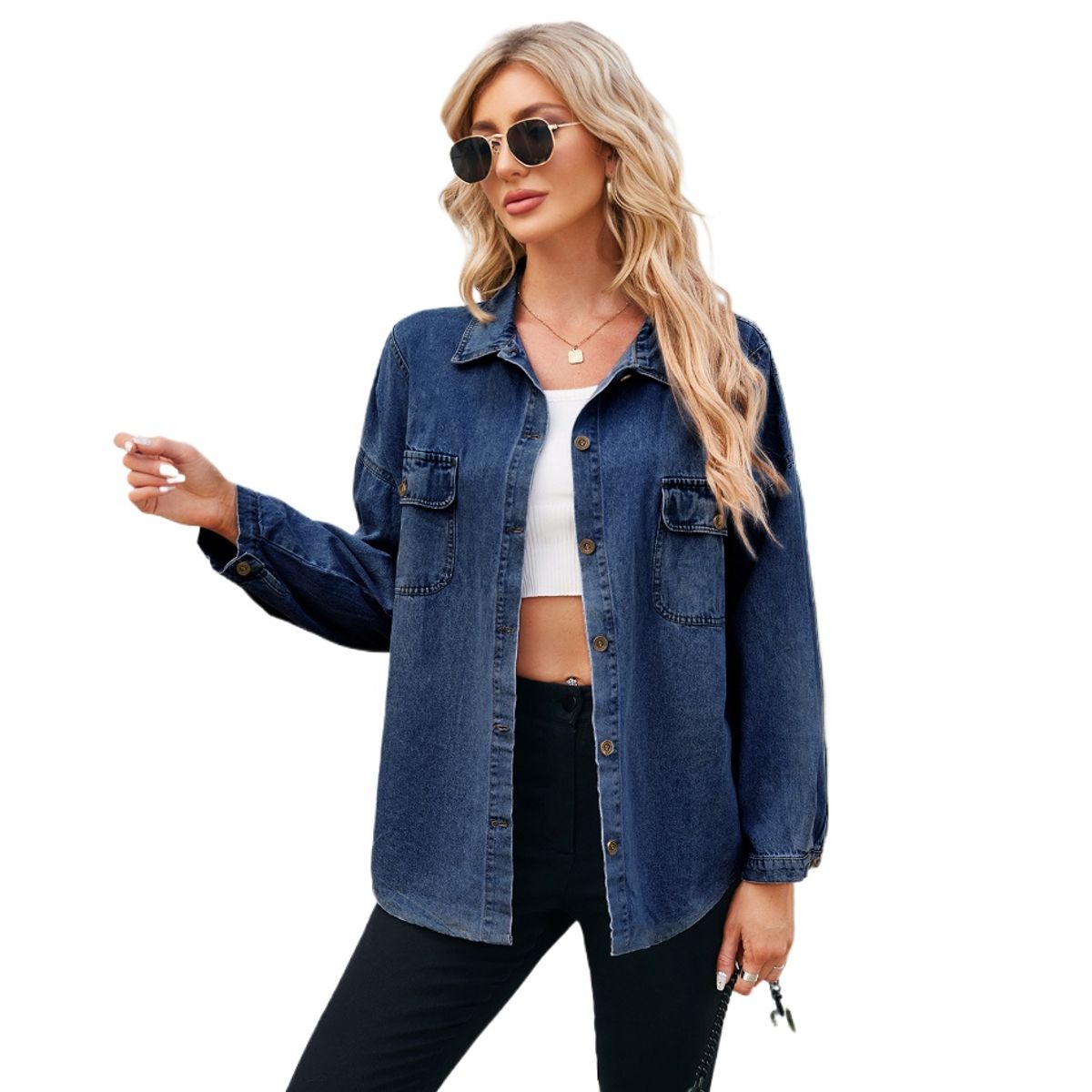 TIOZONEY - Chaqueta de Jeans Mujer -Negro