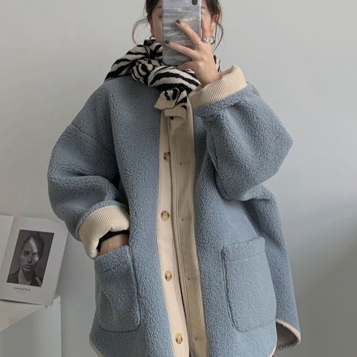 TIOZONEY - Chaqueta de manga larga para mujer - Azul