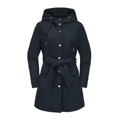 TIOZONEY - Chaqueta impermeable con capucha y cinturón-Azul
