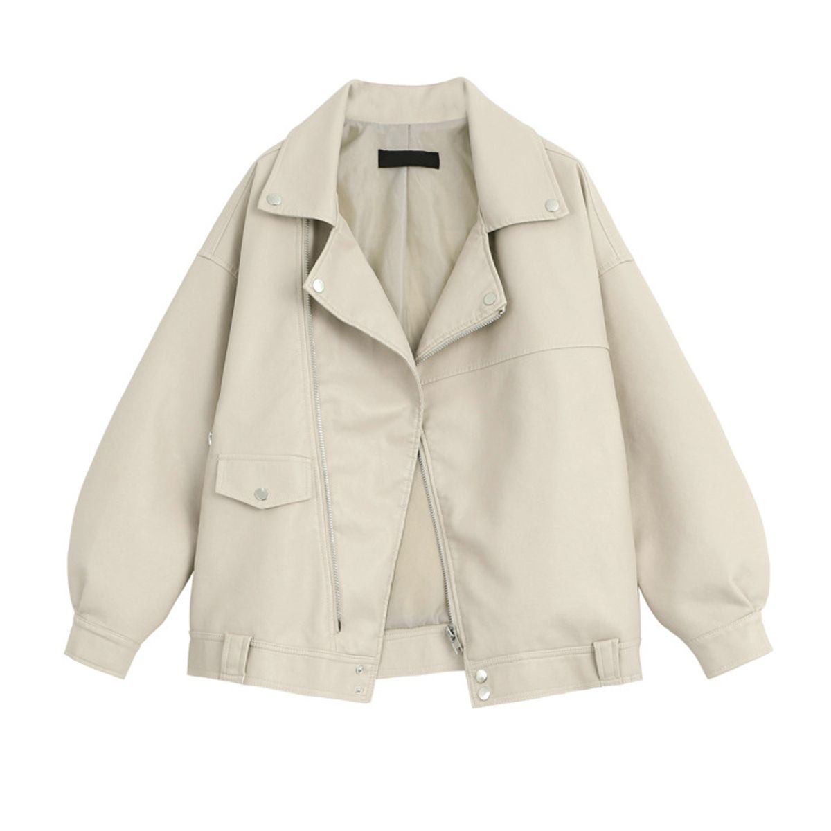 TIOZONEY - Chaqueta PU Sintético Mujer - Blanca