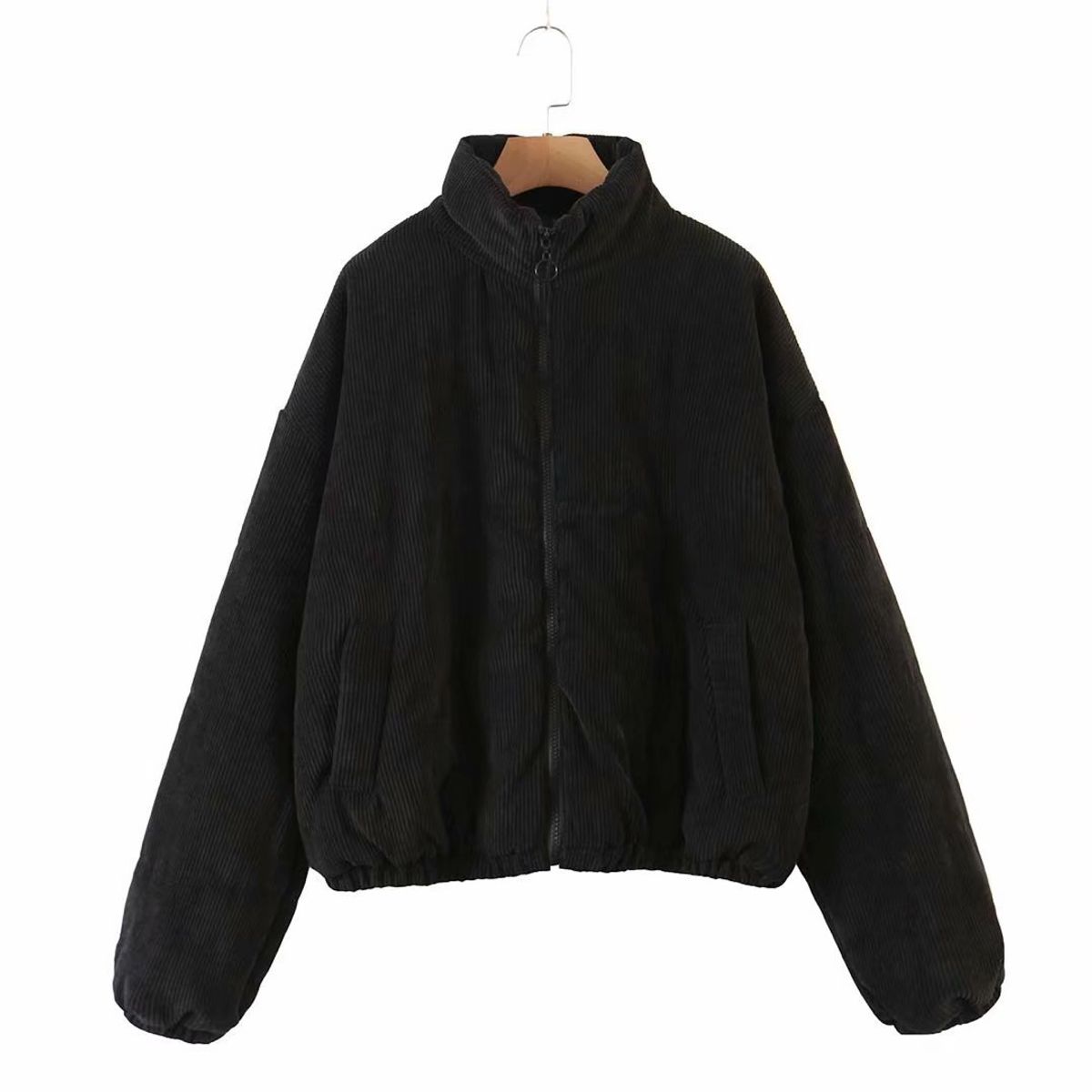 TIOZONEY - Abrigo de algodón casual - Negro