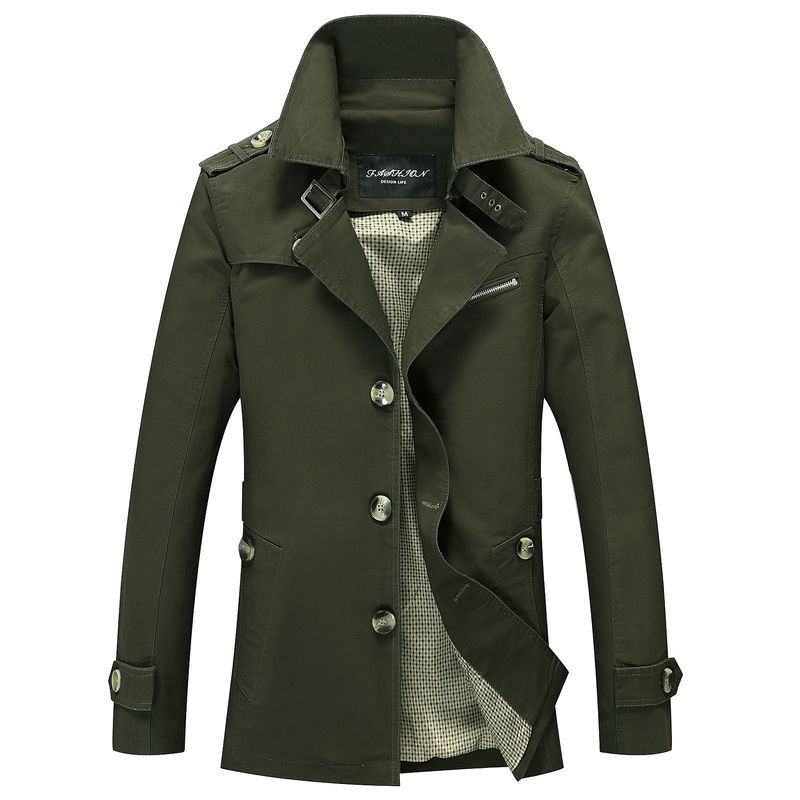 TIOZONEY - Gabardina corta para hombres - Verde