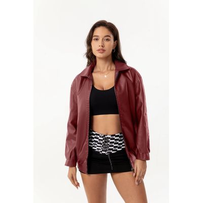 Imagen 2 del producto Chaqueta de PU para mujer con cinturón