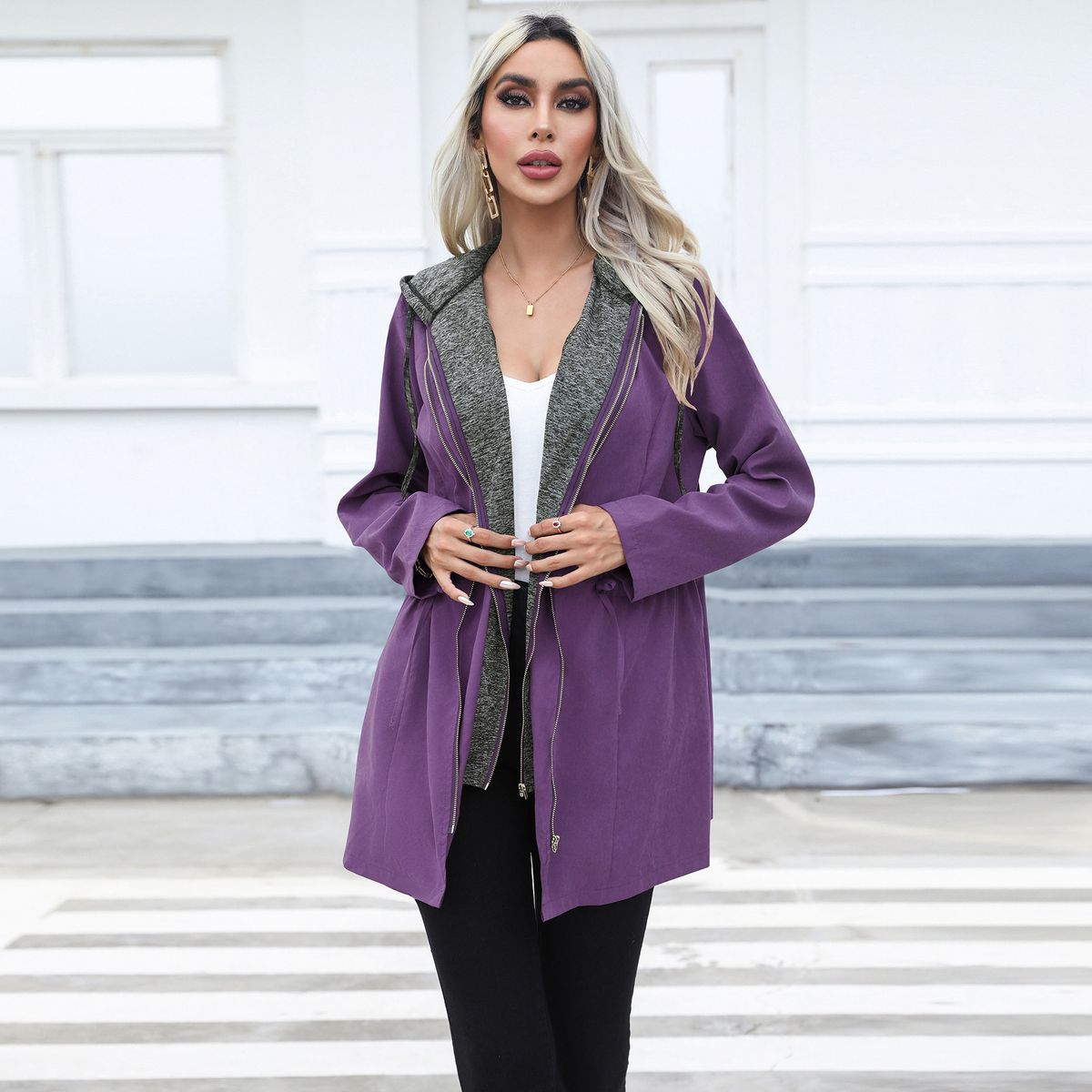 TIOZONEY - Chaqueta Mujer - Morado