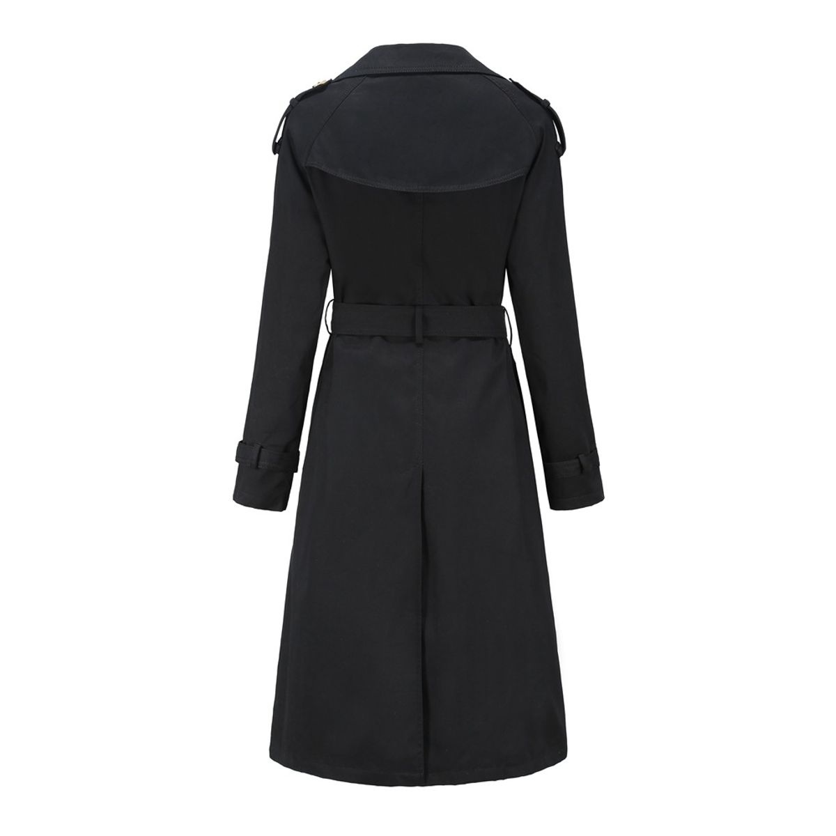 TIOZONEY - Abrigo largo tipo gabardina para mujer - Negro