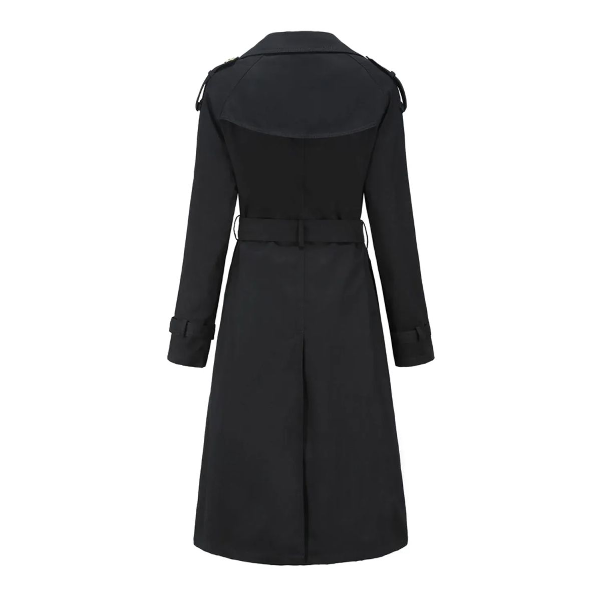 TIOZONEY - Abrigo largo tipo gabardina para mujer - Negro