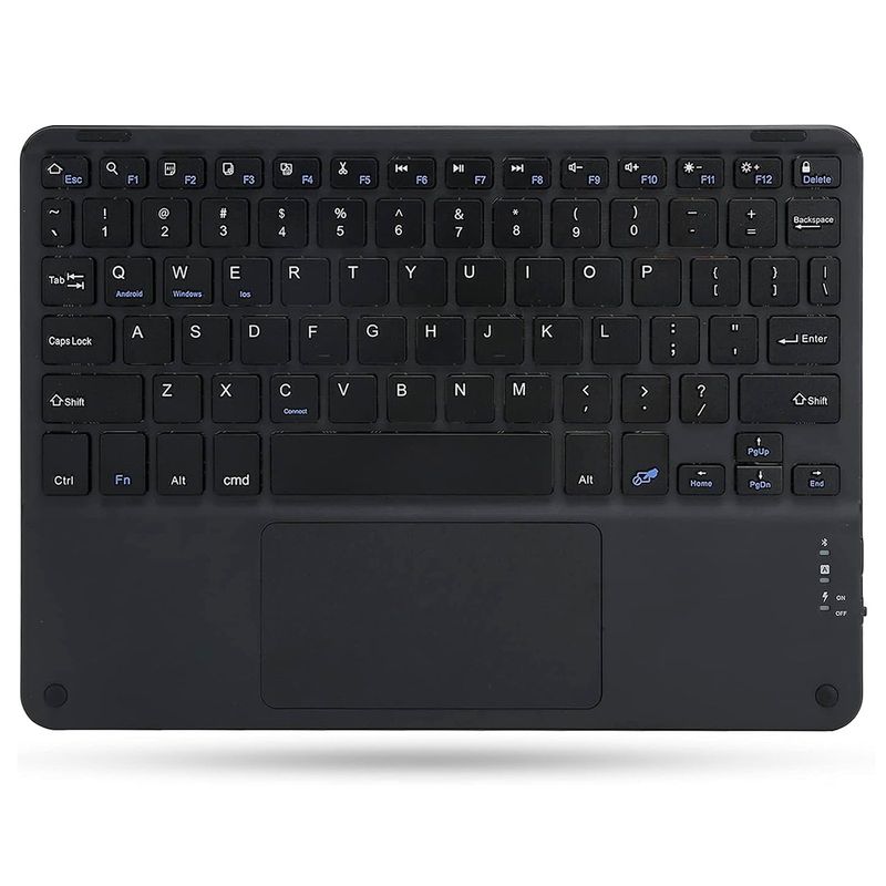 MOTOMO - Teclado Inalambrico Bluetooth Touchpad Español Recargable Negro.