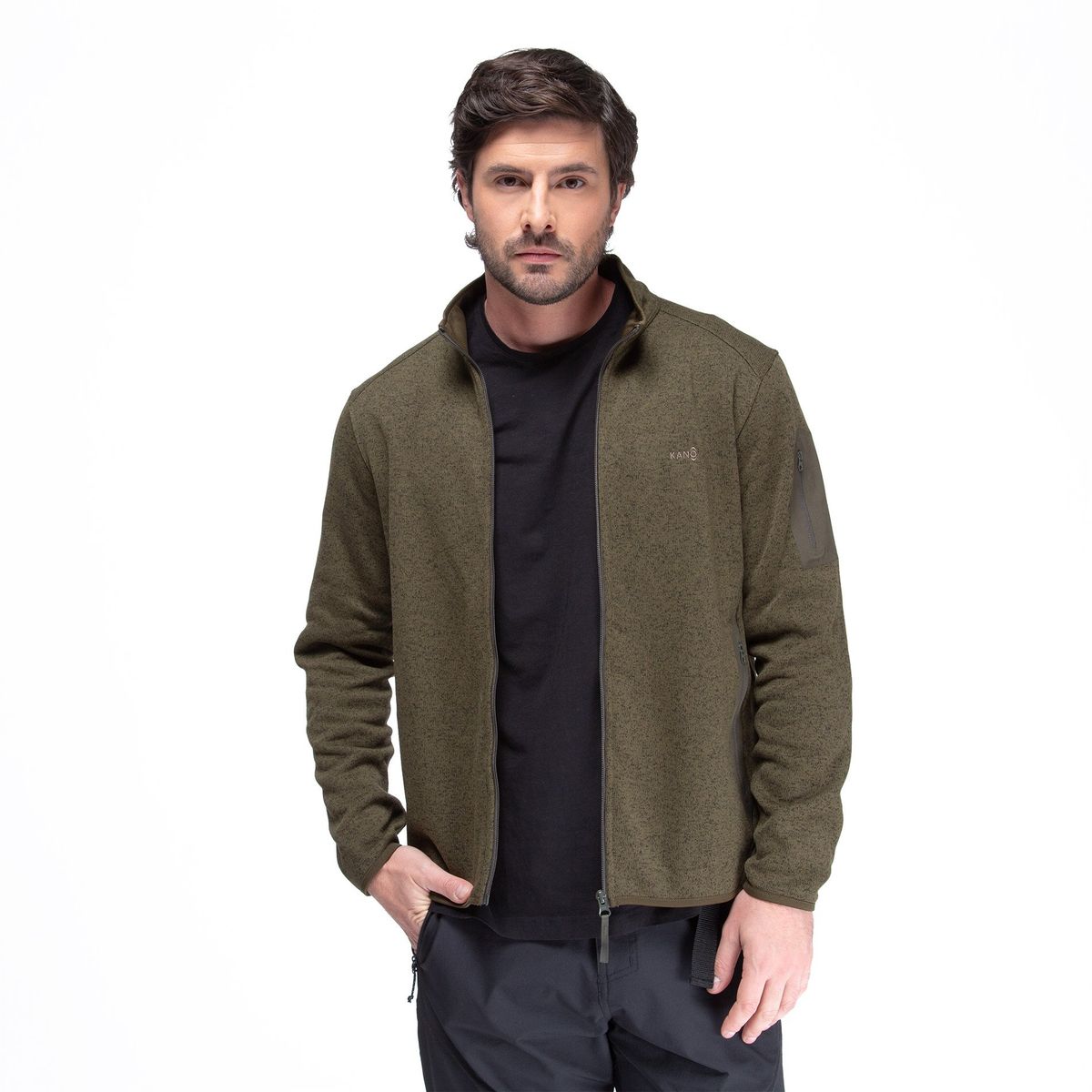 KANO - Chaqueta Polar Tejido Hombre Kano Notro Verde con Bolsillos