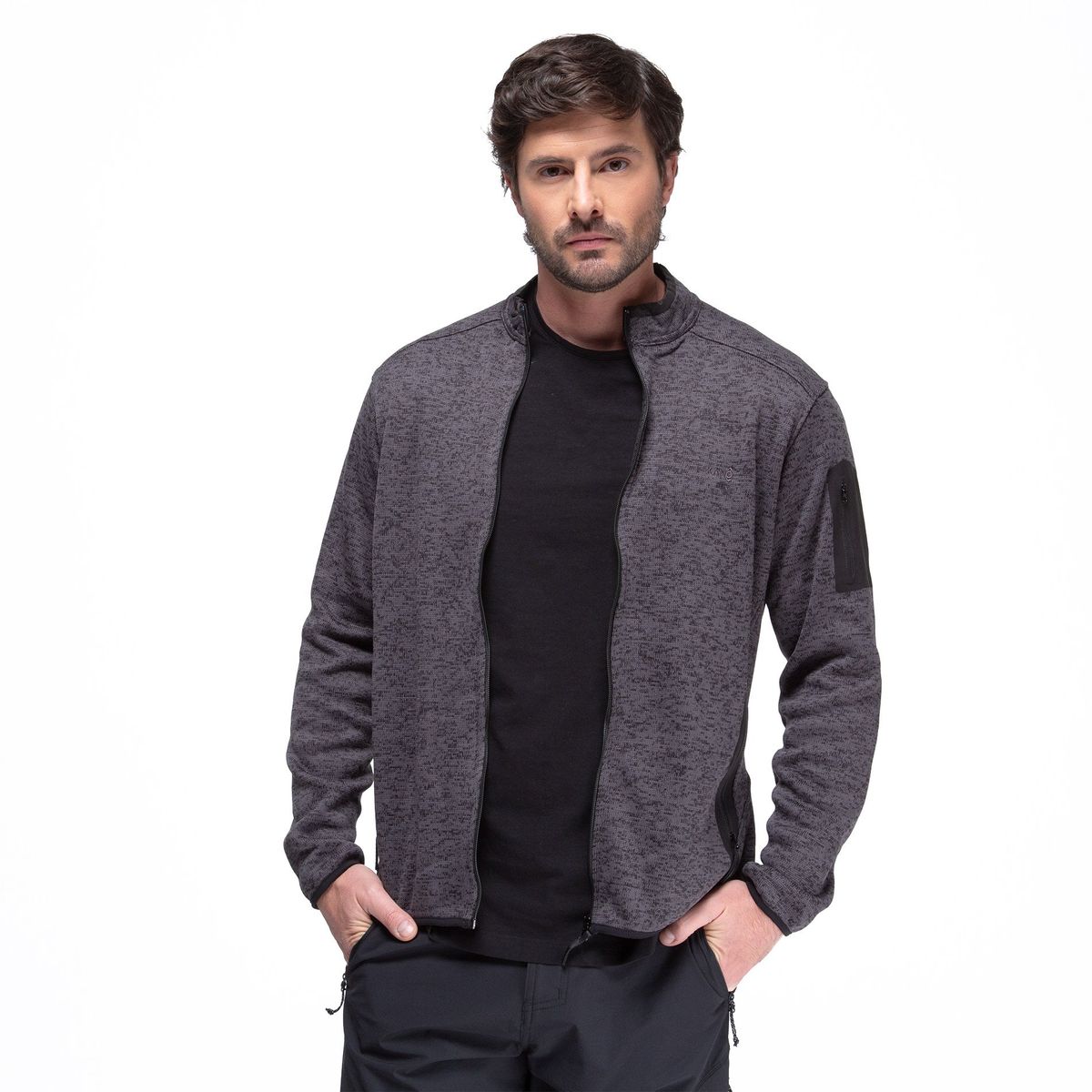 KANO - Chaqueta Polar Tejido Hombre Kano Notro Negro con Bolsillos