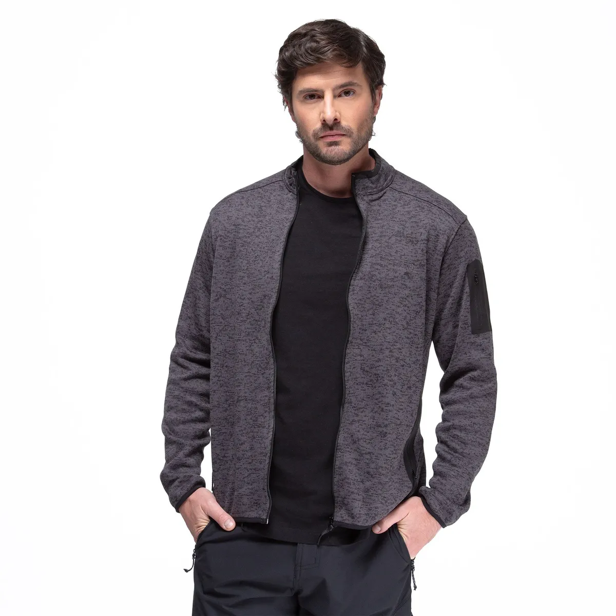 KANO - Chaqueta Polar Tejido Hombre Kano Notro Negro con Bolsillos