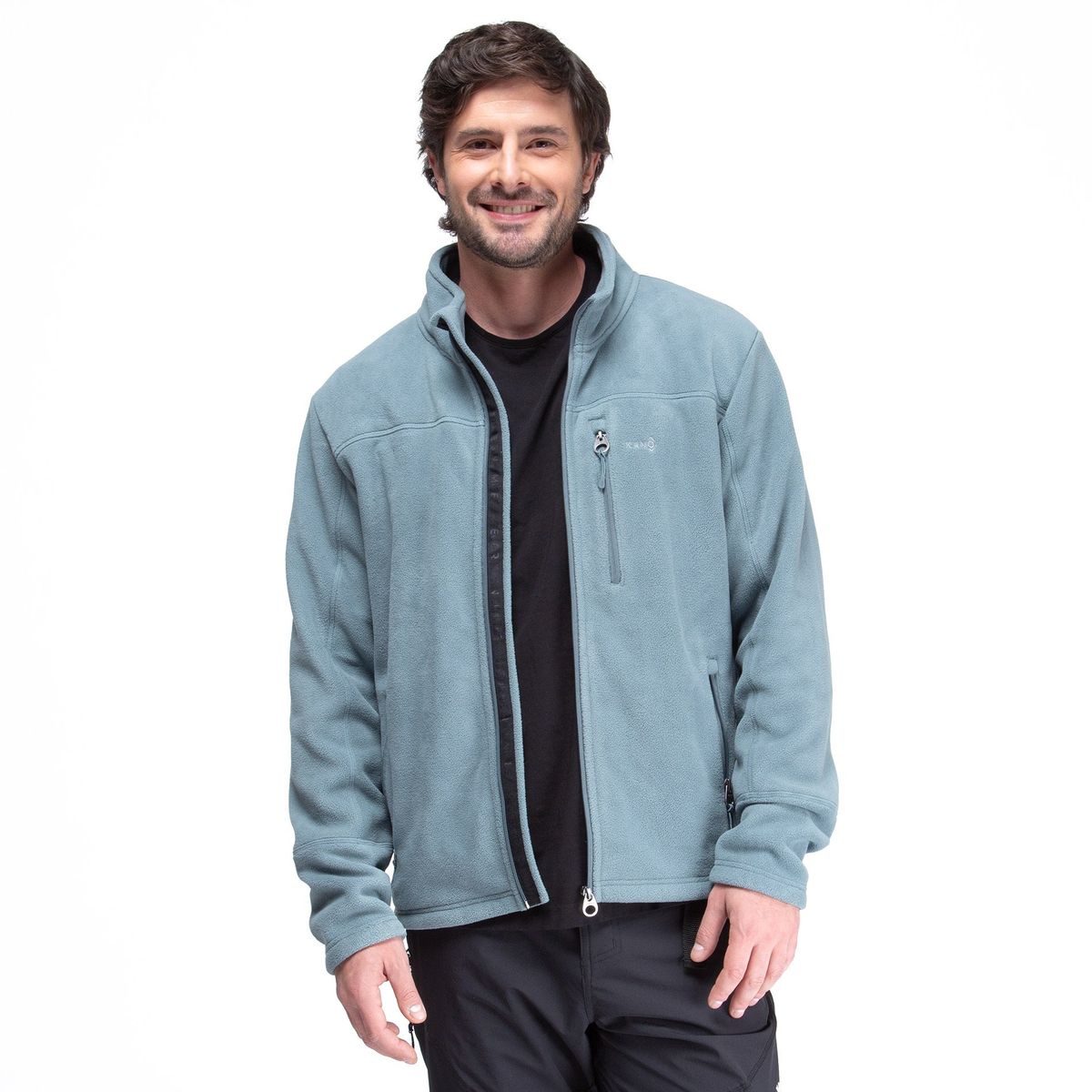 KANO - Chaqueta Polar Hombre Kano Canelo Azul Polerón Full Zip