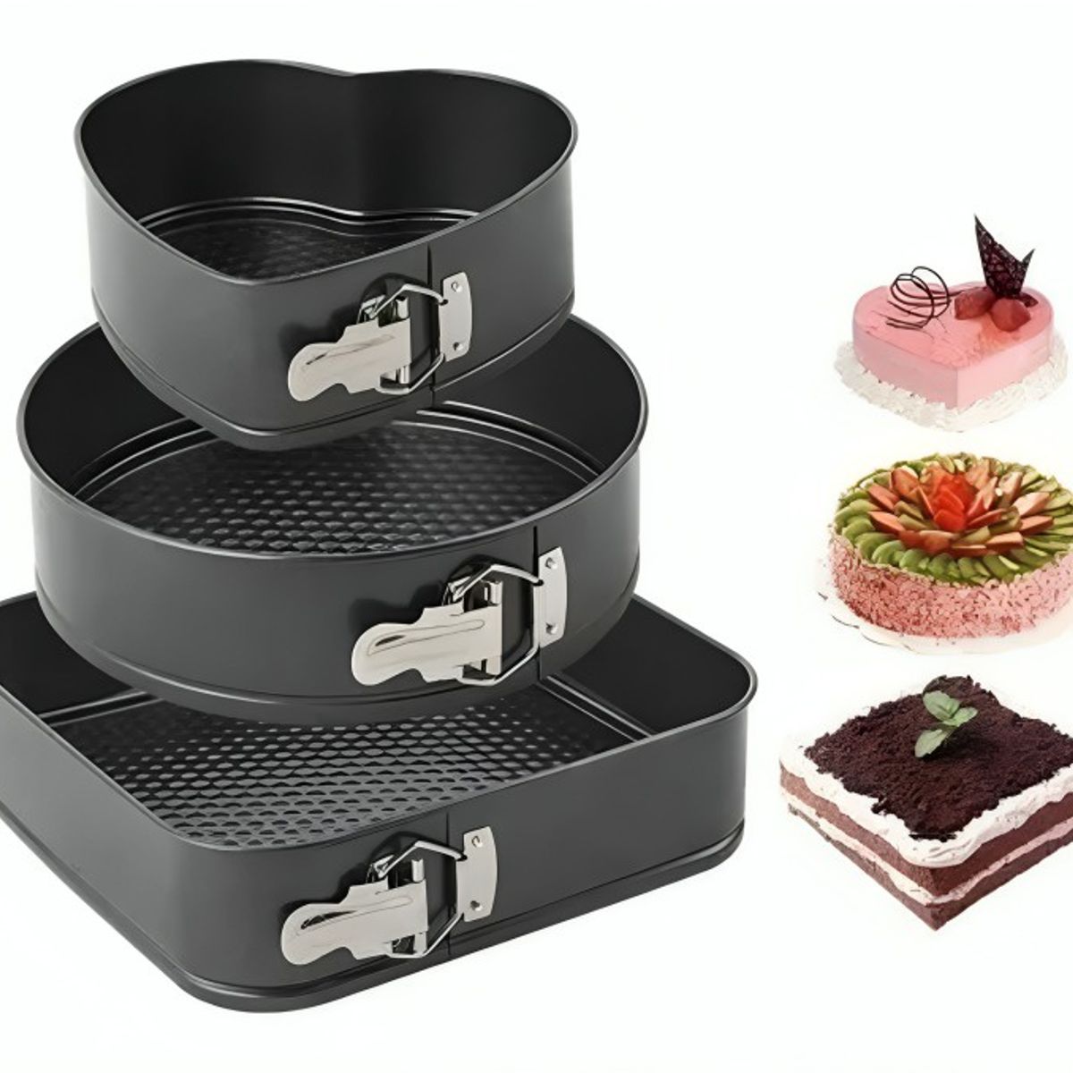 OEM - Pack 3 Moldes Diseño Variado Corazon Antiadherente