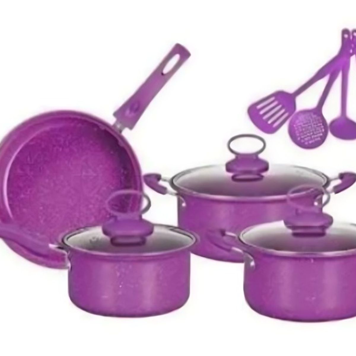 OEM - SET 14 PIEZAS DE OLLAS Y UTENSILIOS DE COCINA - MORADA