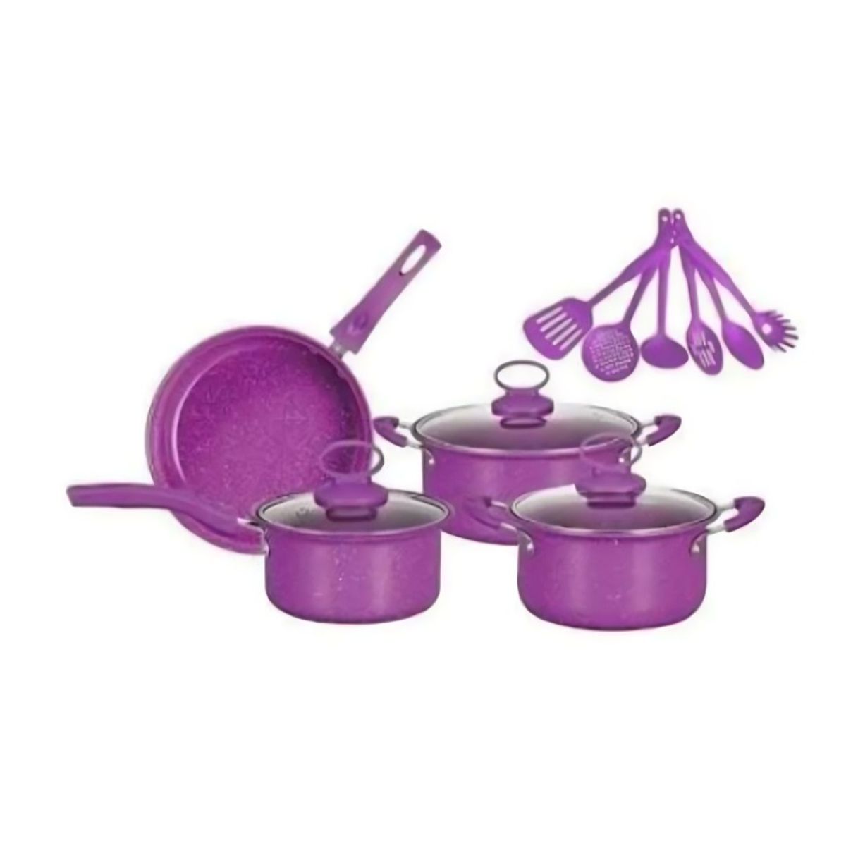 OEM - SET 14 PIEZAS DE OLLAS Y UTENSILIOS DE COCINA - MORADA