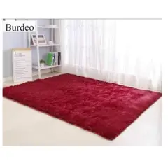 GENERICO - Alfombra Peluda Living 150x200cm Antideslizante Burdeo Invierno Verano