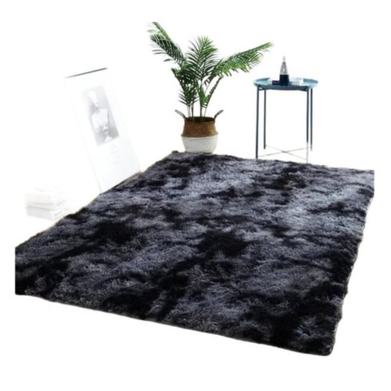 GENERICO - Alfombra Peluda Living 150x200cm Antideslizant Negro Jaspeado Invierno