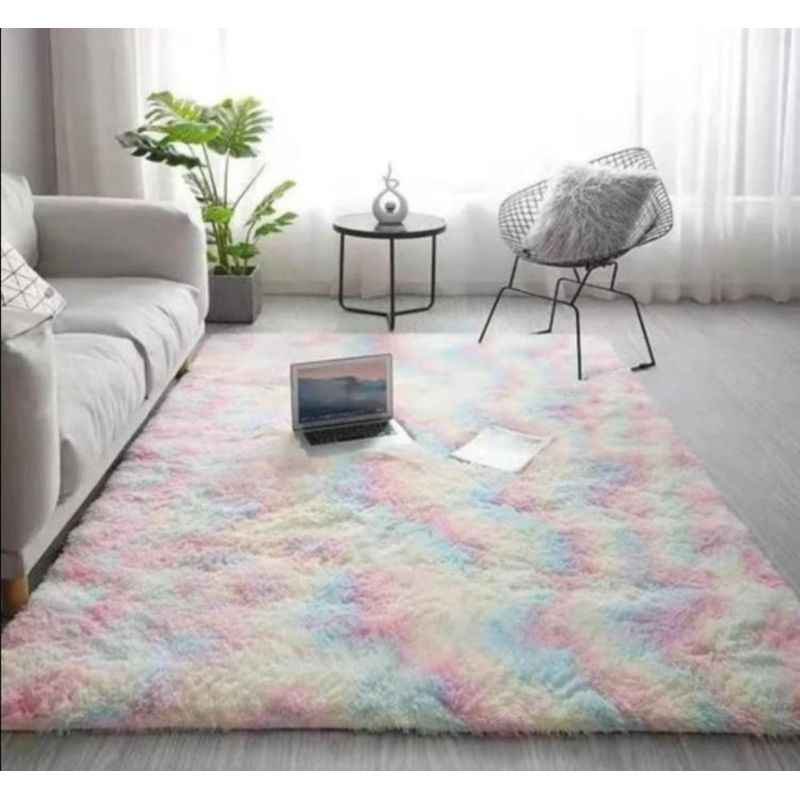 GENERICO - Alfombra Peluda Living 150x200cm Antideslizante Multicolor Invierno