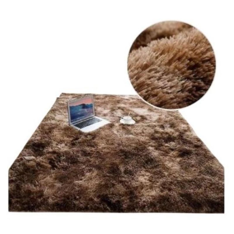 GENERICO - Alfombra Peluda Living 150x200cm Antideslizante Café Jaspeado Invierno