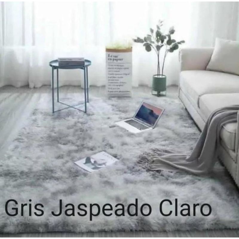GENERICO - Alfombra Peluda Living 150x200cm Antideslizante Gris Jaspeado Claro