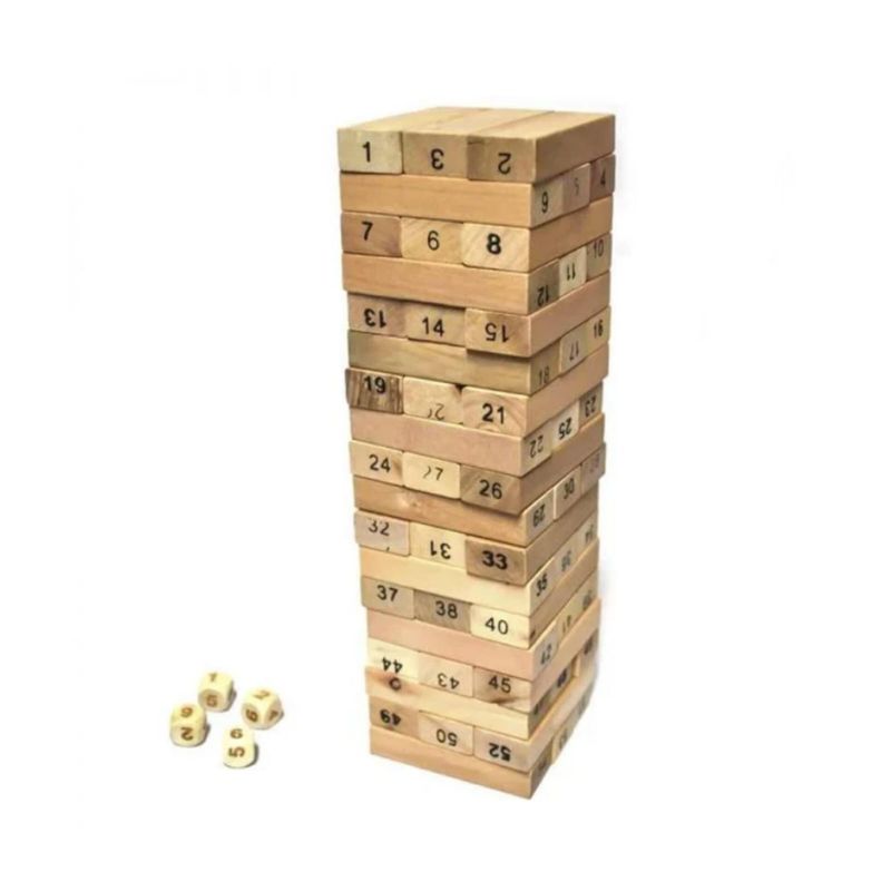GENERICO - High Fold Torre De Madera yenga Con Numeros Y 4 Dados