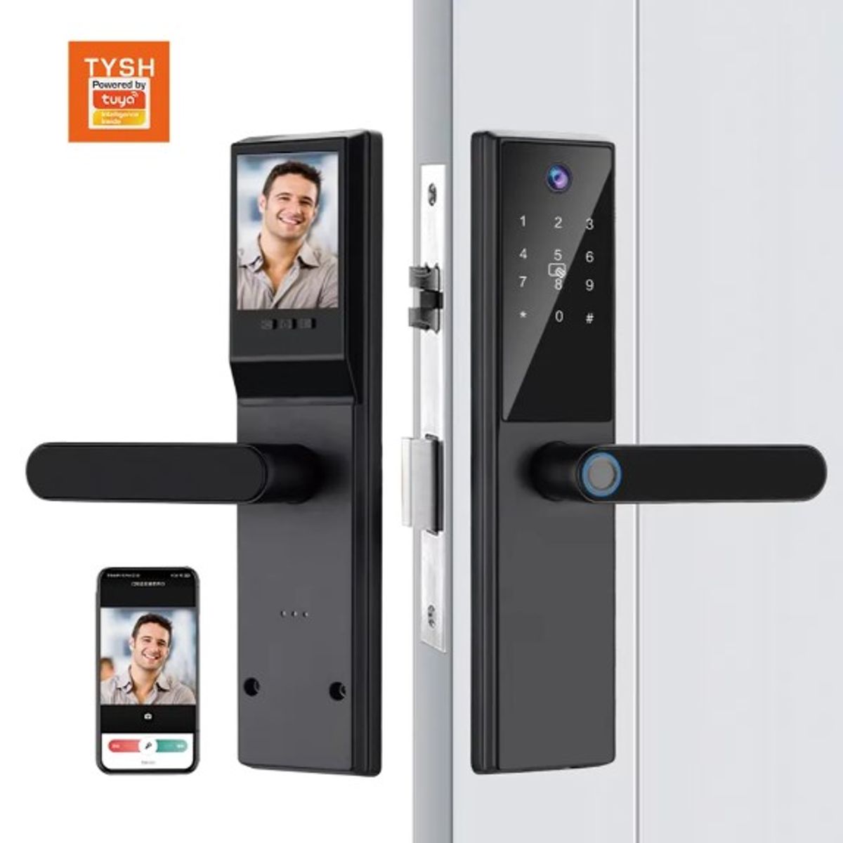 GENERICO - Cerradura Digital LWE6 video timbre THYS Negro mate