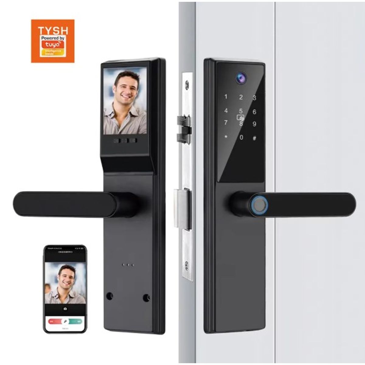 GENERICO - Cerradura Digital LWE6 video timbre THYS Negro mate