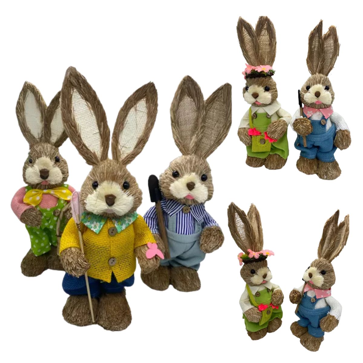 GENERICO - Estatuilla Conejito Pareja De Paja Ornamento Pascua Pequeña