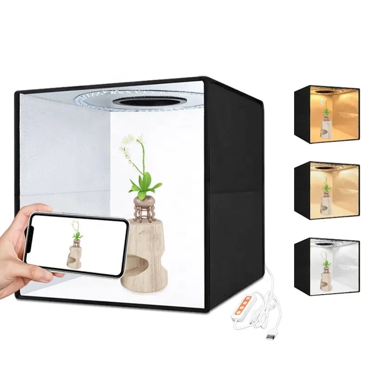 STARTECHOFFICE - Estudio Portátil Caja Luz Fotográfica Plegable 30cm Luces LED Anillo 3200K-6500K