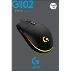 LOGITECH - MOUSE G102 LIGHTSYNC RGB GAMER 6 BOTONES NEGRO