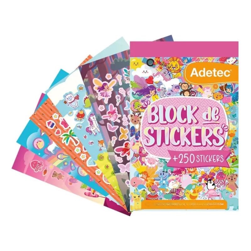 ADETEC - Block De Stickers Para Niñas +250 Stickers Adetec