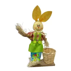 GENERICO - Estatuilla Conejito De Paja Ornamento Pascua Escrito