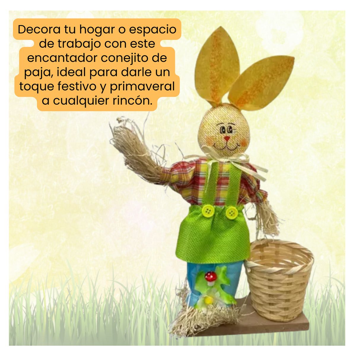 GENERICO - Estatuilla Conejito De Paja Ornamento Pascua Escrito