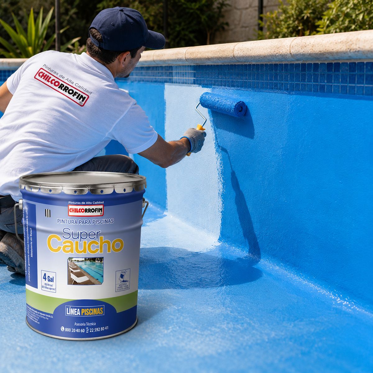 GENERICO - Pintura para piscinas 4gl Azul Super Caucho Chilcorrofin