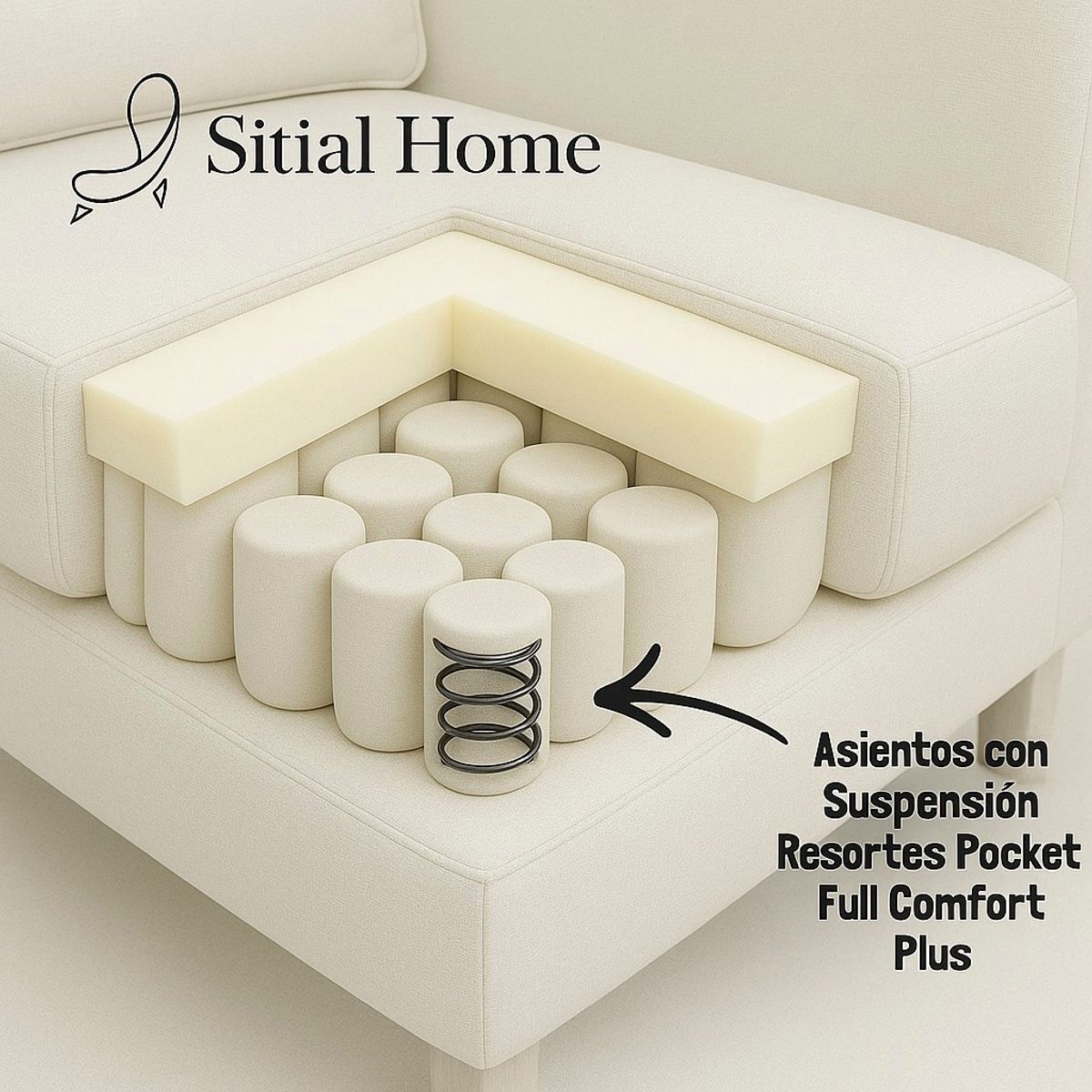 SITIAL HOME - Seccional Estambul Blanco crudo con Tecnologia full comfort plus
